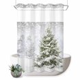thumbnail image 1 of No Hook Shower Curtain with Built-in Rings - Winter Snowy Forest Washable Waterproof Fabric Bathroom Curtains for Hotel,Rentals, 60 X 72 Inch Long , Christmas Tree Themed, 1 of 9