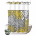 thumbnail image 1 of No Hook Shower Curtain with Built-in Rings - Yellow Gray Floral Washable Waterproof Fabric Bathroom Curtains for Hotel,Rentals, 72X 96 Inch Extra Long , Abstract Flowers Pattern, 1 of 9