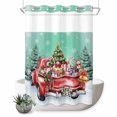 thumbnail image 1 of No Hook Shower Curtain, Christmas Teal Green Shower Curtains for Bathroom with See Through Top Window, Winter Xmas Tree Red Truck Snowflakes Waterproof & Washable Bath Curtain Stall 48"x72", 1 of 9