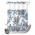 thumbnail image 1 of No Hook Shower Curtain, Coastal Blue Coral Shower Curtains for Bathroom with See Through Top Window, Summer Ocean Starfish Nautical Vintage Waterproof & Washable Bath Curtain 60"x72", 1 of 9