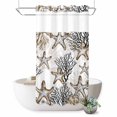 thumbnail image 1 of No Hook Shower Curtain, Coastal Brown Coral Shower Curtains for Bathroom with See Through Top Window, Summer Ocean Starfish Nautical Vintage Waterproof & Washable Bath Curtain Stand Up Stall 36"x72", 1 of 9