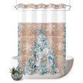 thumbnail image 1 of No Hook Shower Curtain, Coastal Christmas Trees Shower Curtains for Bathroom with See Through Top Window, Winter Snowflakes Corals Wood Grain Waterproof & Washable Bath Curtain Stall 48"x72", 1 of 9