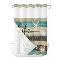 thumbnail image 1 of No Hook Shower Curtain, Coastal Starfish Extra Long Bathtub Curtains with Snap in Liner, Farmhouse Nautical Conch Seashell Wood Waterproof Washable Fabric Shower Curtain Set, 72" x 96", 1 of 9