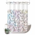 thumbnail image 1 of No Hook Shower Curtain, Colorful Butterflies Shower Curtains for Bathroom with See Through Top Window, Spring Modern Abstract Gradient Animals Waterproof & Washable Bath Curtain 60"x72", 1 of 9