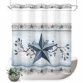 thumbnail image 1 of No Hook Shower Curtain, Country Star Blue Shower Curtains for Bathroom with See Through Top Window, Farmhouse Vintage Branches Wooden Waterproof & Washable Bath Curtain Long 72"x78", 1 of 9