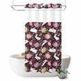 thumbnail image 1 of No Hook Shower Curtain, Easter Bunny Eggs Shower Curtains for Bathroom with See Through Top Window, Spring Leaves Daisy Flowers Vintage Purple Waterproof & Washable Bath Curtain Narrow 54"x78", 1 of 9