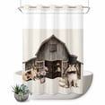 thumbnail image 1 of No Hook Shower Curtain, Easter Bunny Shower Curtains for Bathroom with See Through Top Window, Vintage Farmhouse Countryside Rabbits Floral Waterproof & Washable Bath Curtain 60"x72", 1 of 9