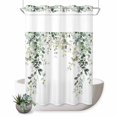 thumbnail image 1 of No Hook Shower Curtain, Eucalyptus Leaves Shower Curtains for Bathroom with See Through Top Window, Spring Sage Green Summer Botanical Waterproof & Washable Bath Curtain 60"x72", 1 of 9