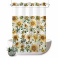 thumbnail image 1 of No Hook Shower Curtain, Farmhouse Sunflower Shower Curtains for Bathroom with See Through Top Window, Vintage Summer Botanical Waterproof & Washable Bath Curtain 60"x72", 1 of 9