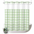 thumbnail image 1 of No Hook Shower Curtain, Green Checked Shower Curtains for Bathroom with See Through Top Window, Farmhouse Buffalo Plaid Country Grid Waterproof & Washable Bath Curtain Long 72"x78", 1 of 9