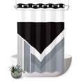 thumbnail image 1 of No Hook Shower Curtain, Grey Black Geometric Shower Curtains for Bathroom with See Through Top Window, Modern Abstract Lines Color Blocks Waterproof & Washable Bath Curtain Stall 48"x72", 1 of 9