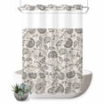 thumbnail image 1 of No Hook Shower Curtain, Grey Paisley Shower Curtains for Bathroom with See Through Top Window, Boho Flower Botanical Leaf Branch Waterproof & Washable Bath Curtain Stall 48"x72", 1 of 9