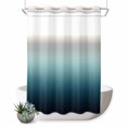 thumbnail image 1 of No Hook Shower Curtain, Grey Turquoise Ombre Shower Curtains for Bathroom with See Through Top Window, Teal Modern Geometric Striped Abstract Art Waterproof & Washable Bath Curtain Extra Long 72"x96", 1 of 9