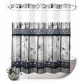 thumbnail image 1 of No Hook Shower Curtain, Grey Wood Grain Shower Curtains for Bathroom with See Through Top Window, Country Vintage Barn Door Rustic Lodge Waterproof & Washable Bath Curtain 66"x72", 1 of 9