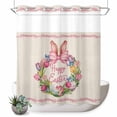 thumbnail image 1 of No Hook Shower Curtain, Happy Easter Shower Curtains for Bathroom with See Through Top Window, Rabbits Bows Spring Tulips Eggs Retro Waterproof & Washable Bath Curtain 66"x72", 1 of 9
