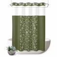 thumbnail image 1 of No Hook Shower Curtain, Japanese Shower Curtains for Bathroom with See Through Top Window, Green Rustic Retro Pastoral Floral Leaves Waterproof & Washable Bath Curtain Extra Long 72"x96", 1 of 9