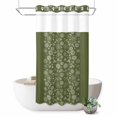 thumbnail image 1 of No Hook Shower Curtain, Japanese Shower Curtains for Bathroom with See Through Top Window, Green Rustic Retro Pastoral Floral Leaves Waterproof & Washable Bath Curtain Stand Up Stall 36"x72", 1 of 9