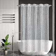 No Hook Shower Curtain or Liner - 8G Heavy Duty Cobblestone Bathroom Shower Curtain No Hooks Required, Waterproof Plastic & PVC Free, Standard Size 71 x 74, Pebble