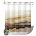 thumbnail image 1 of No Hook Shower Curtain, Marble Brown Gold Shower Curtains for Bathroom with See Through Top Window, Abstract Watercolor Geometric Rock Waterproof & Washable Bath Curtain 66"x72", 1 of 9