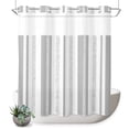 thumbnail image 1 of No Hook Shower Curtain, Modern Minimalist Shower Curtains for Bathroom with See Through Top Window, Gray Vertical Stripes Pattern Waterproof & Washable Bath Curtain Standard 72"x72", 1 of 9