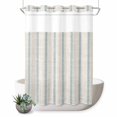 thumbnail image 1 of No Hook Shower Curtain, Modern Simple Art Shower Curtains for Bathroom with See Through Top Window, Blue Vertical Stripes Pattern Beige Waterproof & Washable Bath Curtain Stall 48"x72", 1 of 9