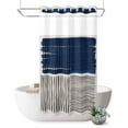 thumbnail image 1 of No Hook Shower Curtain, Navy Blue Striped Shower Curtains for Bathroom with See Through Top Window, Farmhouse Stripes Modern Abstract Art Waterproof & Washable Bath Curtain Narrow 54"x78", 1 of 9
