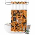 thumbnail image 1 of No Hook Shower Curtain, Orange Black Halloween Shower Curtains for Bathroom with See Through Top Window, Pumpkins Cat Vintage Art Waterproof & Washable Bath Curtain Stand Up Stall 36"x72", 1 of 9