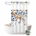 thumbnail image 1 of No Hook Shower Curtain, Orange Blue Botanical Shower Curtains for Bathroom with See Through Top Window, Weeping Fall Eucalyptus Leaves Waterproof & Washable Bath Curtain Small Stall 36"x78", 1 of 9