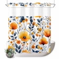 thumbnail image 1 of No Hook Shower Curtain, Orange Blue Spring Shower Curtains for Bathroom with See Through Top Window, Summer Flower Botanical Waterproof & Washable Bath Curtain Long 72"x78", 1 of 9