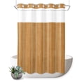 thumbnail image 1 of No Hook Shower Curtain, Orange Stripe Shower Curtains for Bathroom with See Through Top Window, Farmhouse Modern Minimalist Geometric Waterproof & Washable Bath Curtain Extra Long 72"x96", 1 of 9
