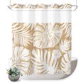 thumbnail image 1 of No Hook Shower Curtain, Palm Tree Monstera Shower Curtains for Bathroom with See Through Top Window, Cream Beige Leaf Boho Botanical Tropical Waterproof & Washable Bath Curtain 66"x72", 1 of 9