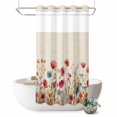 thumbnail image 1 of No Hook Shower Curtain, Pink Orange Teal Spring Floral Shower Curtains for Bathroom with See Through Top Window, Watercolor Botanical Summer Flowers Waterproof & Washable Bath Curtain Narrow 54"x78", 1 of 9