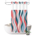 thumbnail image 1 of No Hook Shower Curtain, Pink Teal Striped Shower Curtains for Bathroom with See Through Top Window, Modern Colorful Abstract Lines Waterproof & Washable Bath Curtain Stand Up Stall 36"x72", 1 of 9