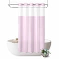 thumbnail image 1 of No Hook Shower Curtain, Pink White Stripe Shower Curtains for Bathroom with See Through Top Window, Modern Minimalist Geometric Striped Waterproof & Washable Bath Curtain Narrow 54"x78", 1 of 9