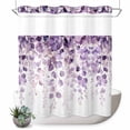 thumbnail image 1 of No Hook Shower Curtain, Purple Eucalyptus Shower Curtains for Bathroom with See Through Top Window, Spring Botanical Plant Aesthetic Waterproof & Washable Bath Curtain Long 72"x78", 1 of 9