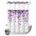 thumbnail image 1 of No Hook Shower Curtain, Purple Eucalyptus Waterproof Fabric Shower Curtains for Bathroom, Spring Botanical Plant Aesthetic Long Bathroom Curtain with Mesh Top Window for Home Hotel Bathtub 72"x84", 1 of 9