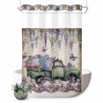 thumbnail image 1 of No Hook Shower Curtain, Purple Flowers Shower Curtains for Bathroom with See Through Top Window, Vintage Weeping Spring Floral Truck Butterfly Retro Waterproof Bath Curtain Extra Long 72"x96", 1 of 9