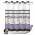 thumbnail image 1 of No Hook Shower Curtain, Purple Geometric Shower Curtains for Bathroom with See Through Top Window, Stripes Boho Spring Flowers Country Rural Waterproof & Washable Bath Curtain Long 72"x78", 1 of 9