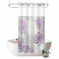 thumbnail image 1 of No Hook Shower Curtain, Purple White Shower Curtains for Bathroom with See Through Top Window, Abstract Grey Chrysanthemum Flower Floral Waterproof & Washable Bath Curtain Narrow 54"x78", 1 of 9