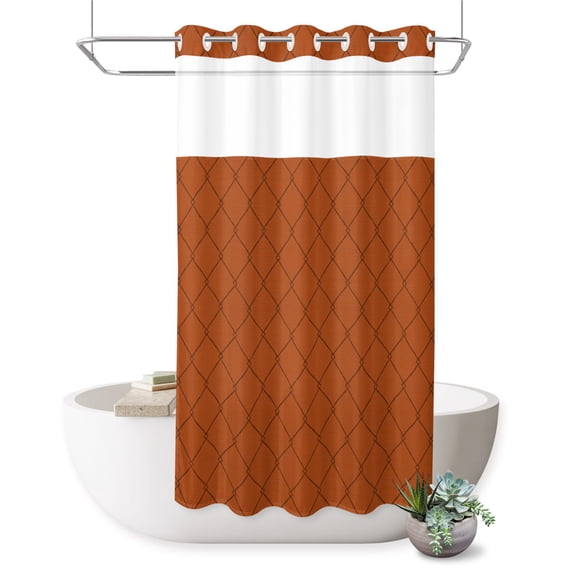 No Hook Shower Curtain, Red Black Lattice Geometric Shower Curtains for Bathroom with See Through Top Window, Aesthetics Luxury Abstract Art Waterproof & Washable Bath Curtain Stand Up Stall 36"x72"