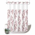 thumbnail image 1 of No Hook Shower Curtain, Red Botanical Shower Curtains for Bathroom with See Through Top Window, Pastoral Elegant Spring Floral Waterproof & Washable Bath Curtain Stall 48"x72", 1 of 9