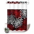thumbnail image 1 of No Hook Shower Curtain, Red White Shower Curtains for Bathroom with See Through Top Window, Abstract Black Chrysanthemum Flower Floral Waterproof & Washable Bath Curtain Stall 48"x72", 1 of 9
