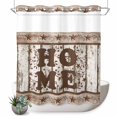 thumbnail image 1 of No Hook Shower Curtain, Retro Farmhouse Shower Curtains for Bathroom with See Through Top Window, Country Star Berries Text Wooden Grain Waterproof & Washable Bath Curtain Standard 72"x72", 1 of 9
