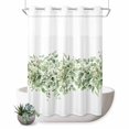 thumbnail image 1 of No Hook Shower Curtain, Sage Green Eucalyptus Leaves Shower Curtains for Bathroom with See Through Top Window, Spring Summer Botanical Floral Waterproof & Washable Bath Curtain 60"x72", 1 of 9