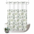 thumbnail image 1 of No Hook Shower Curtain, Sage Green Eucalyptus Shower Curtains for Bathroom with See Through Top Window, Spring Watercolor Botanical Leaves Waterproof & Washable Bath Curtain Extra Long 72"x96", 1 of 9
