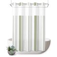 thumbnail image 1 of No Hook Shower Curtain, Sage Green Striped Shower Curtains for Bathroom with See Through Top Window, Modern Minimalist Lines Art Waterproof & Washable Bath Curtain Stall 48"x72", 1 of 9