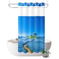 thumbnail image 1 of No Hook Shower Curtain, Sky Blue Shower Curtains for Bathroom with See Through Top Window, Natural Landscape Country Tree Flowers Waterproof & Washable Bath Curtain Narrow 54"x78", 1 of 9
