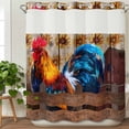 thumbnail image 1 of No Hook Shower Curtain with Snap in Fabric Liner Set- Farm Watercolor Chicken Sunflowers Bathroom Curtains with See Through Mesh Top Window, Retro Wood Board Waterproof Double Shower Curtain 72x84In, 1 of 9