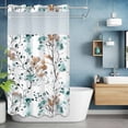 thumbnail image 1 of No Hook Shower Curtain with Snap in Liner, Abstract Aqua Brown Leaves Waterproof Bath Curtain Double Layers with See Through Top Window, Watercolor Spring Foliage Leaf Hotel Shower Curtains 36x72in, 1 of 9