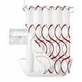 thumbnail image 1 of No Hook Shower Curtain with Snap in Liner, Abstract Geometric Red Gray Line Hotel Shower Curtains for Bathroom, Washable Shower Curtain Liner Set with Mesh Top Window, 72"x96", 1 of 6
